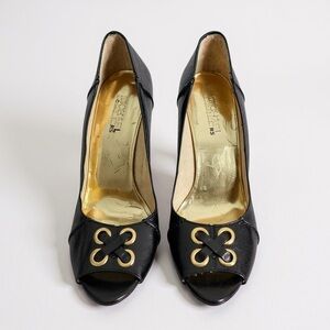 Michael Kors Open Toe Stacked Heel Pumps